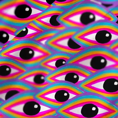 Soulisfree Rainbow Ocular Wave Satin Mini Dress