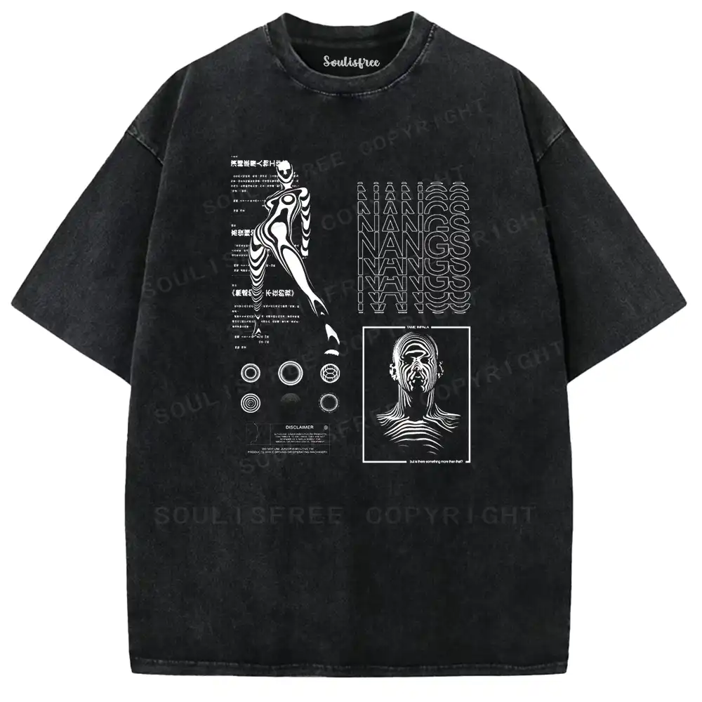 Cyber Psychedelic Humanoid Code Washed T-shirt