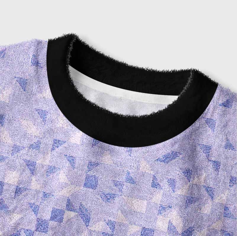Soulisfree Gradient Mosaic Geometric Women's Fuzzy Crewneck Sweater