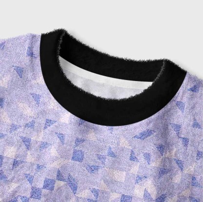 Soulisfree Gradient Mosaic Geometric Women's Fuzzy Crewneck Sweater