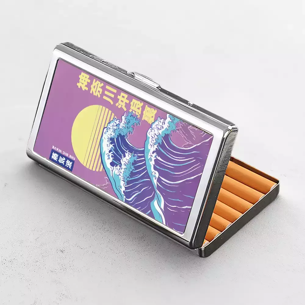 Soulisfree Retro Vaporwave Great Wave Metal Pocket Case