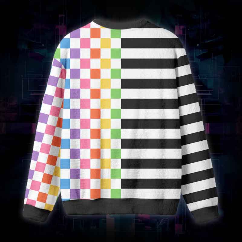 Soulisfree Pixel Contrast Fuzzy Crewneck Sweater
