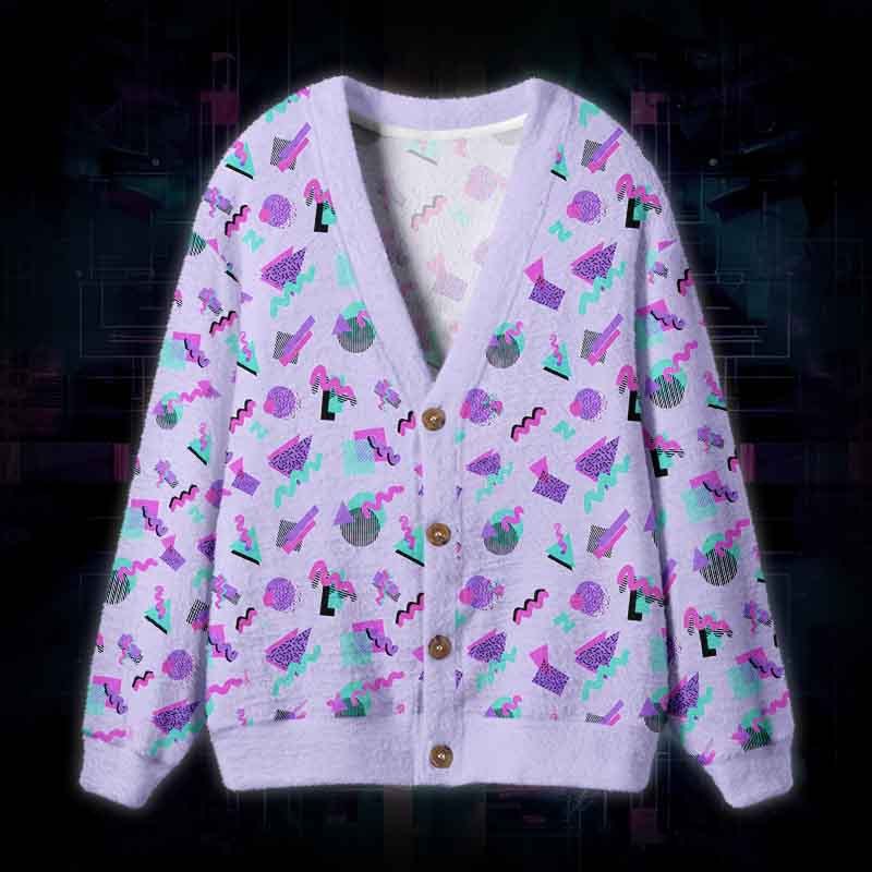 Soulisfree Memphis Beyond Time Fuzzy Cardigan Sweater