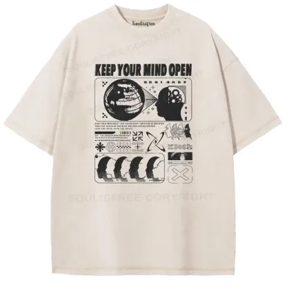 Keep Your Mind Open Washed Space T-shirt