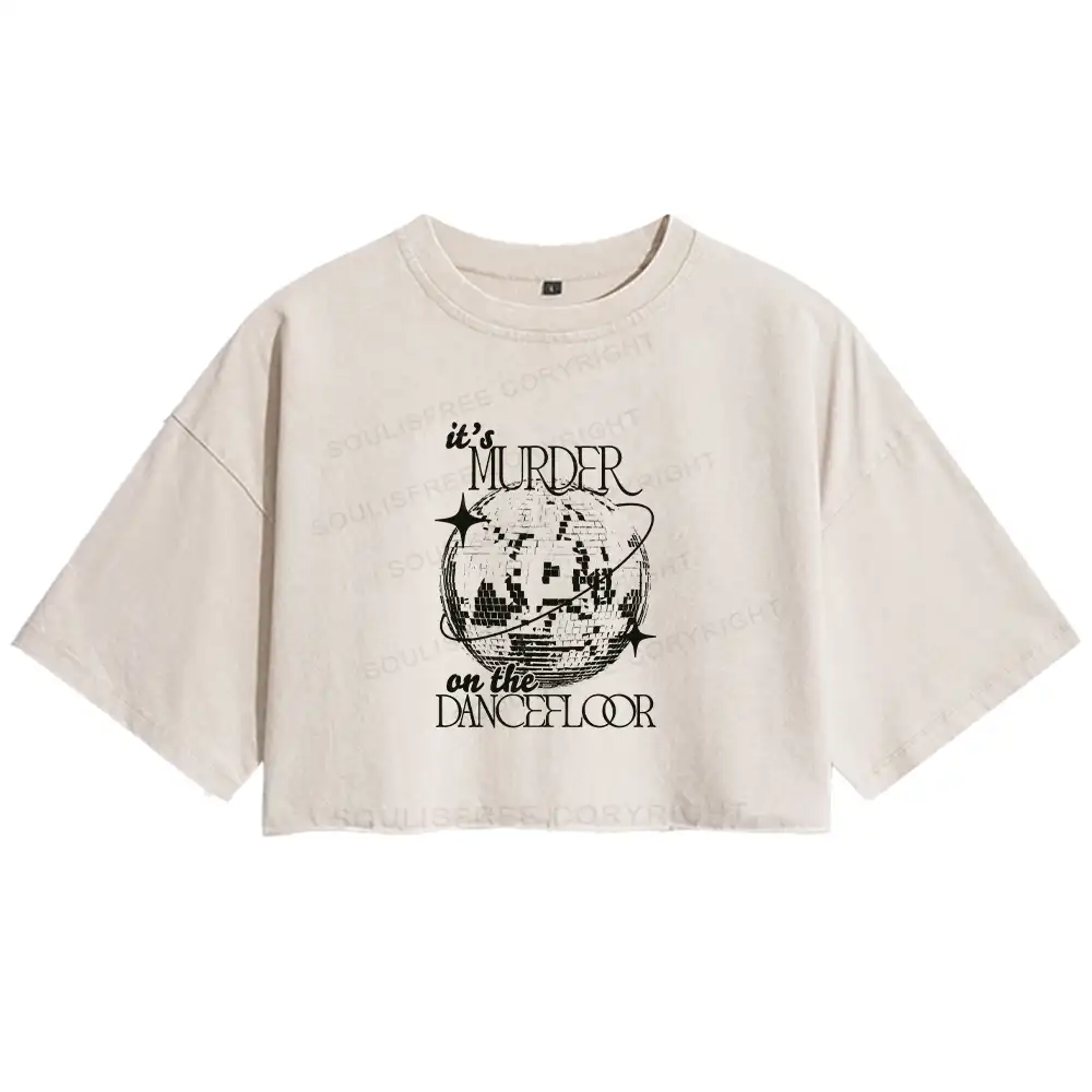 Flashing Light Ball Washed Crop T-shirt