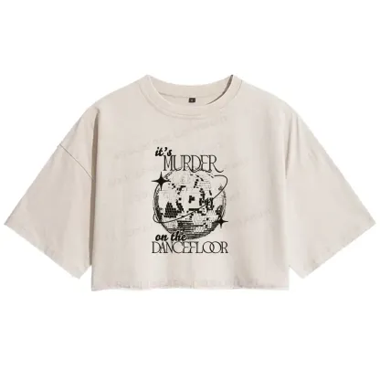 Flashing Light Ball Washed Crop T-shirt