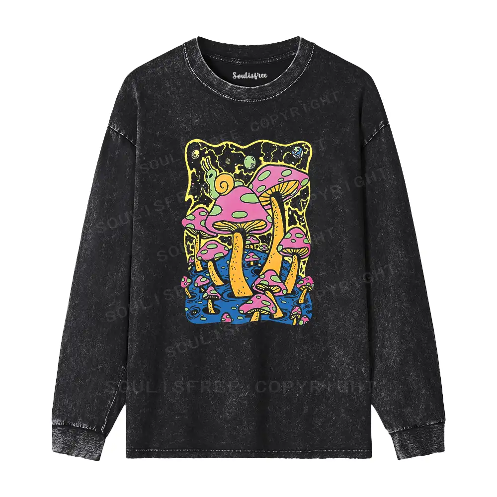 Mushroom World Washed Long Sleeve Shirt