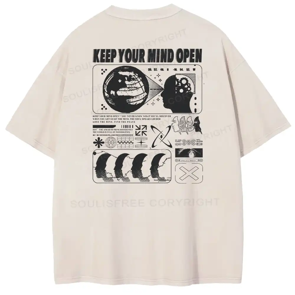Keep Your Mind Open Washed Space T-shirt