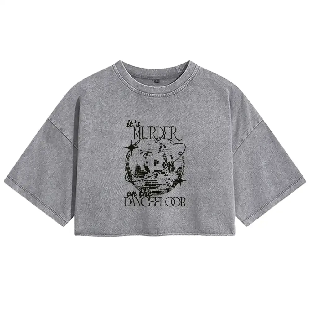 Flashing Light Ball Washed Crop T-shirt