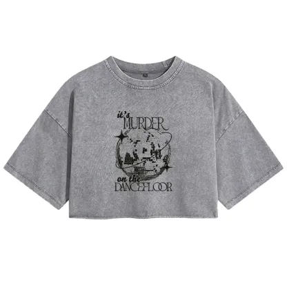 Flashing Light Ball Washed Crop T-shirt