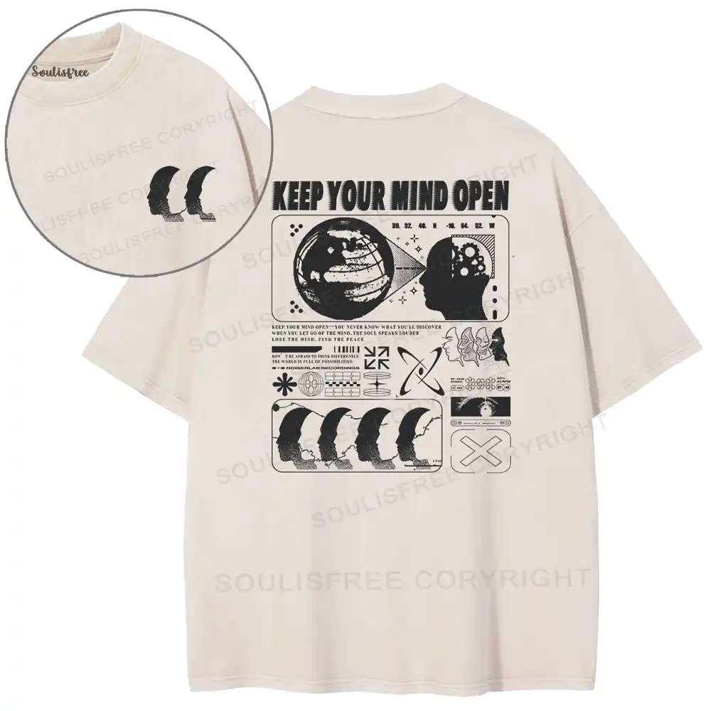 Keep Your Mind Open Washed Space T-shirt
