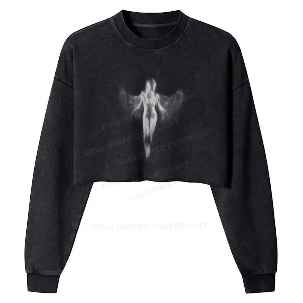 Designed Shadow Series : Woman Ⅸ Washed Cropped Sweatshirt