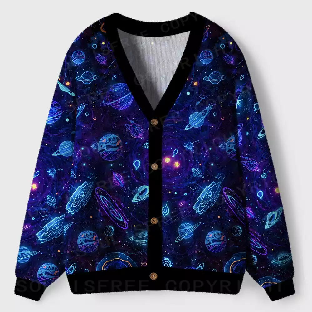 Interstellar Journey Cosmic Ugly Cardigan Sweaters