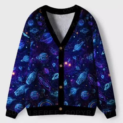 Interstellar Journey Cosmic Ugly Cardigan Sweaters