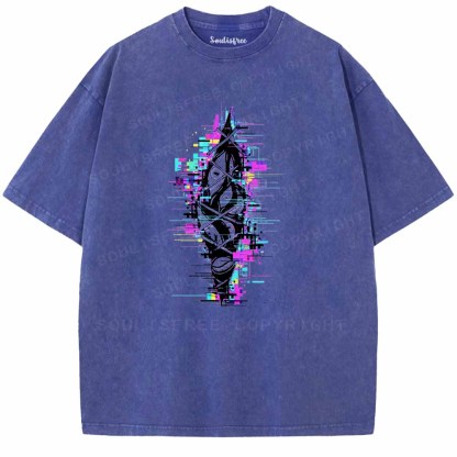 Soulisfree Trapped Eyes In Neon Glitch Washed Tee