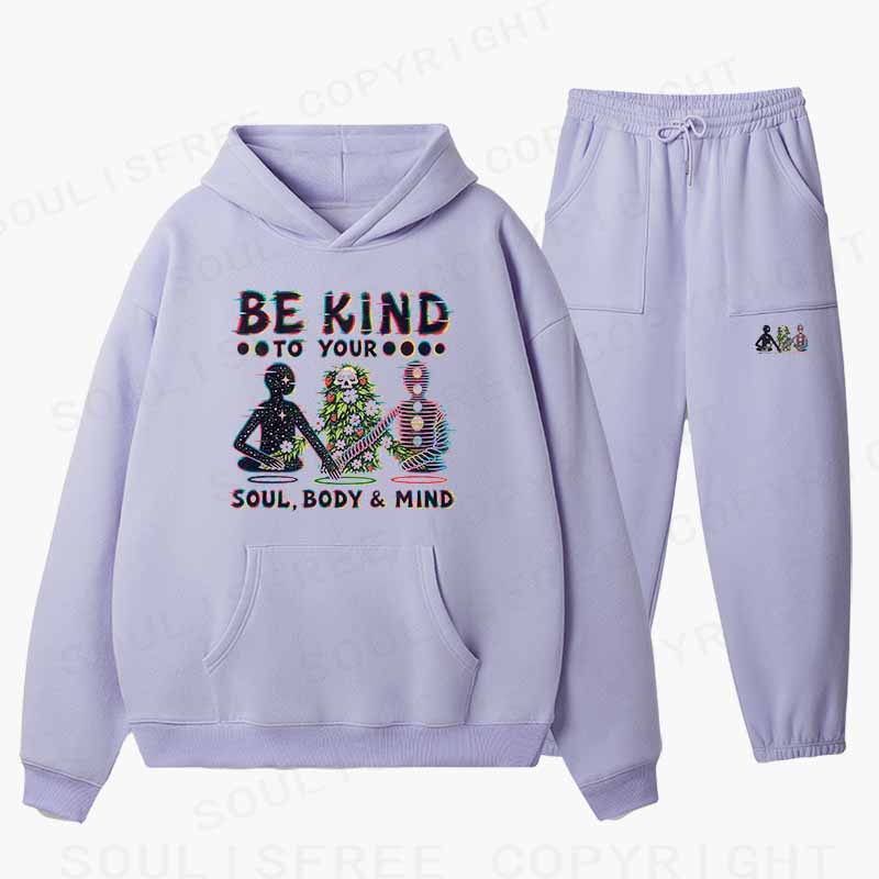 Soulisfree BE KIND TO YOUR  SOUL, BODY & MIND Cotton Fleece Hoodie Set