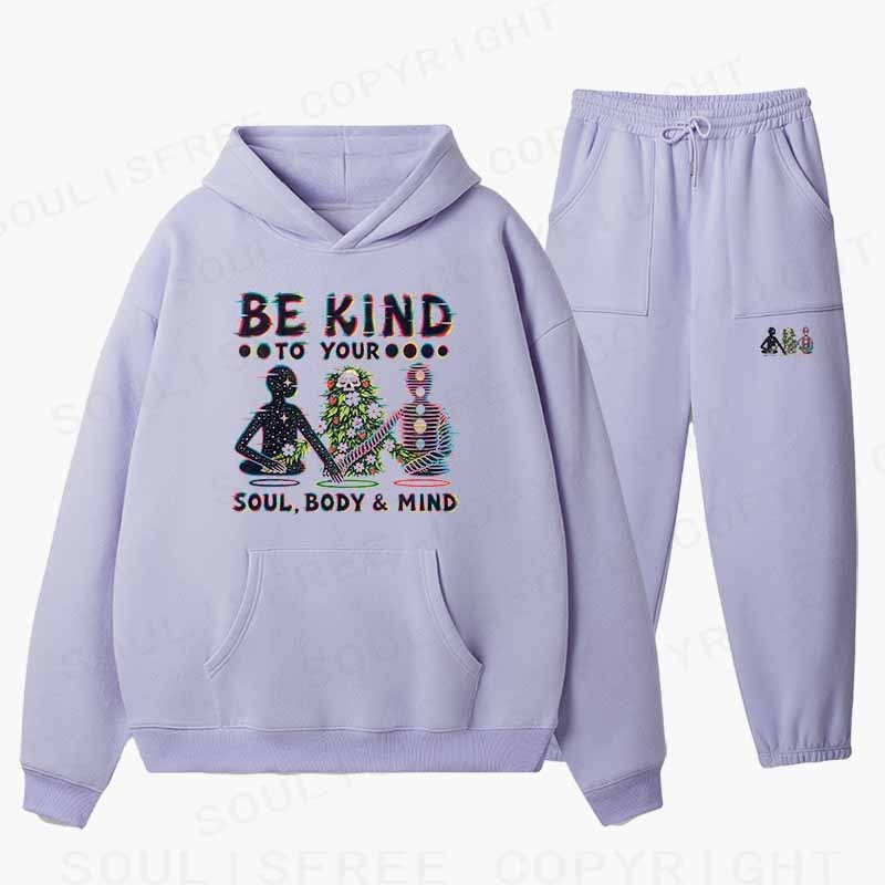 Soulisfree BE KIND TO YOUR  SOUL, BODY & MIND Cotton Fleece Hoodie Set