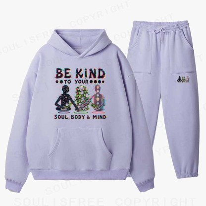 Soulisfree BE KIND TO YOUR  SOUL, BODY & MIND Cotton Fleece Hoodie Set