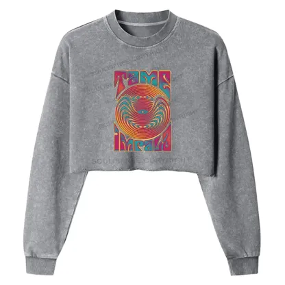 Psychedelic Moment Washed Cropped Sweatshirt