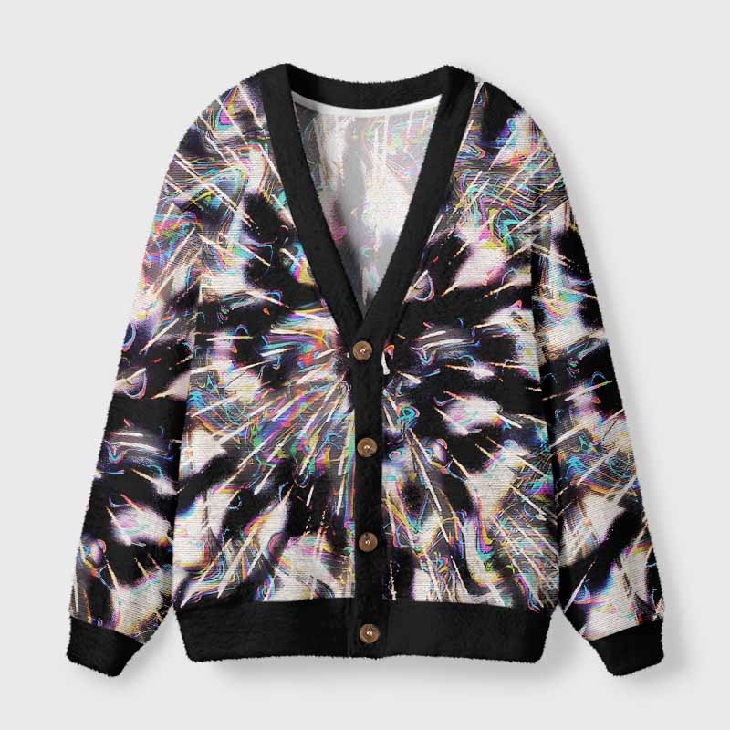 Soulisfree Ethereal Trippy Energy Fuzzy Cardigan Sweater 