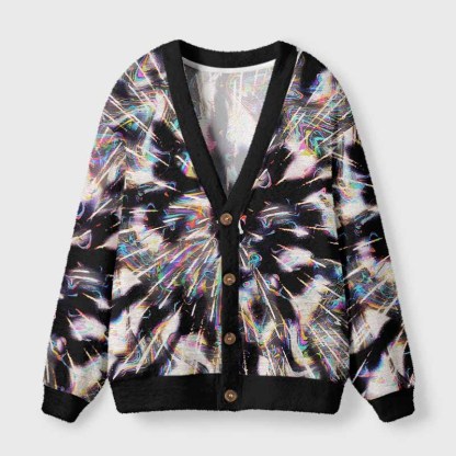 Soulisfree Ethereal Trippy Energy Fuzzy Cardigan Sweater 