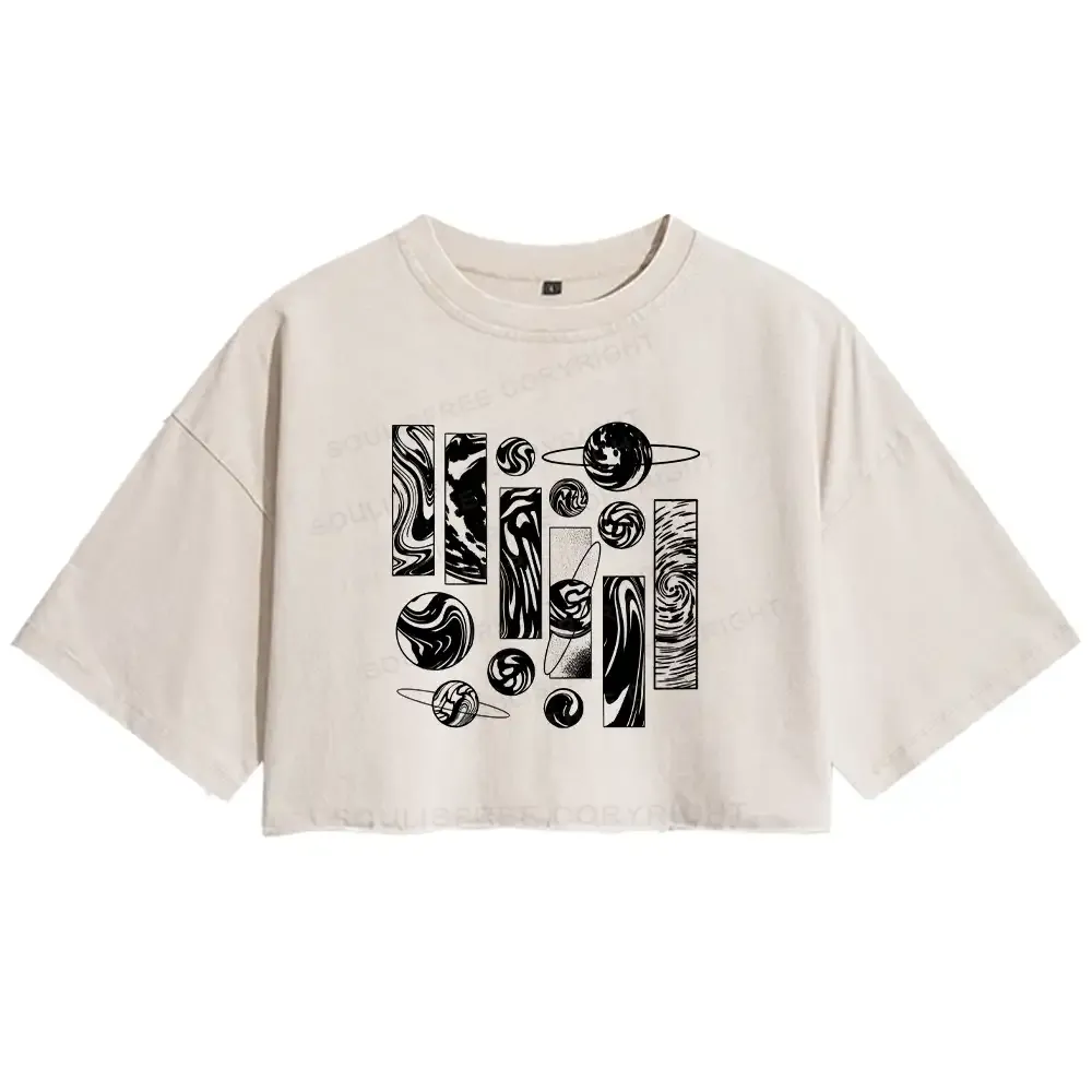 Designed Galaxy Washed Crop T-shirt