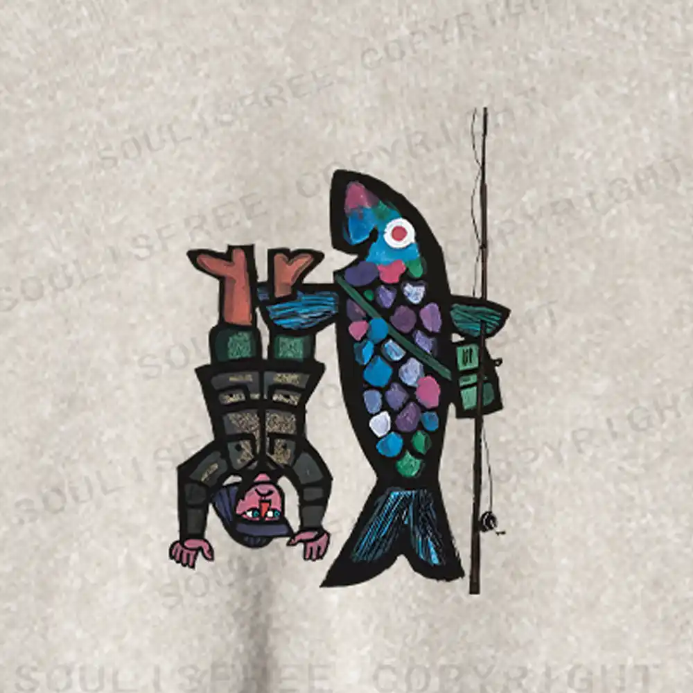 Fishing For Man's Fish Washed Cropped Sweatshirt