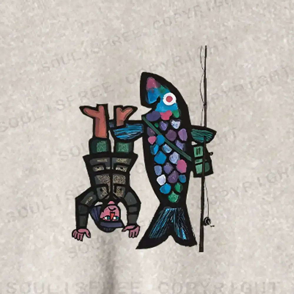Fishing For Man's Fish Washed Cropped Sweatshirt