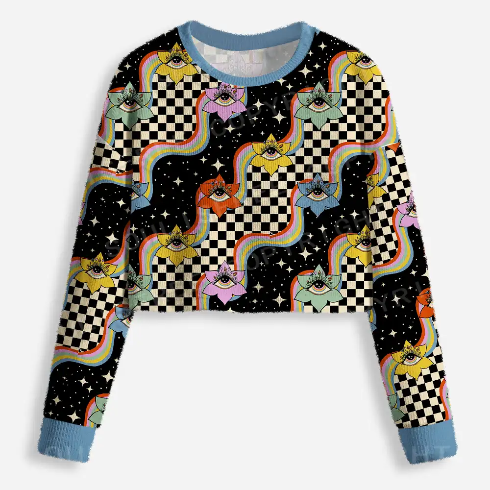 Vision Trip Ugly Cardigan Cropped Ugly Christmas Sweater