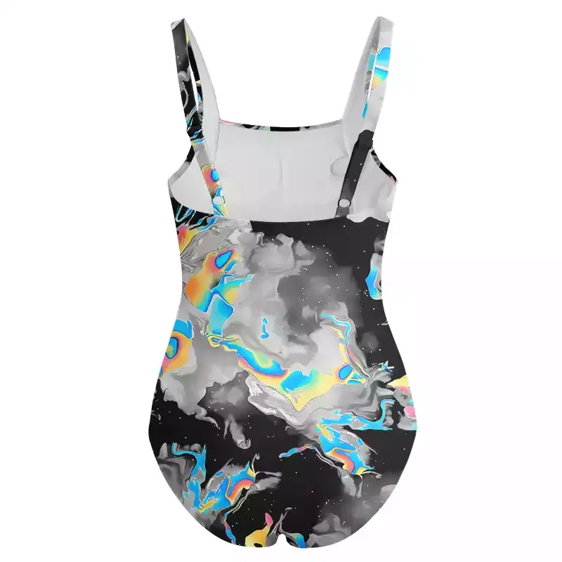 Soulisfree Cyber Iridescent Fluid Swirl One‑Piece Swimsuit