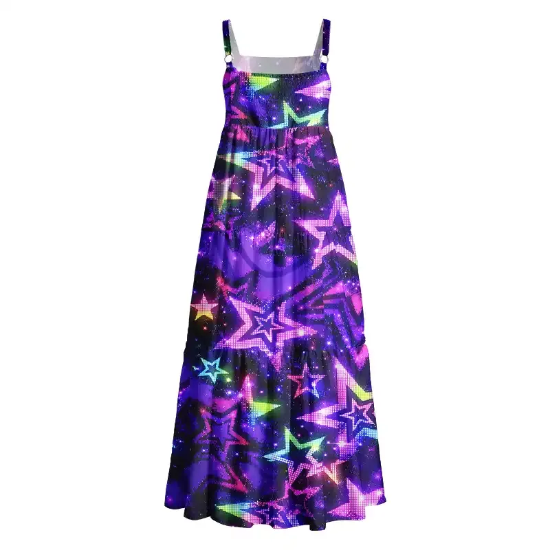 Soulisfree  Neon Galaxy Star Boho Maxi Dress