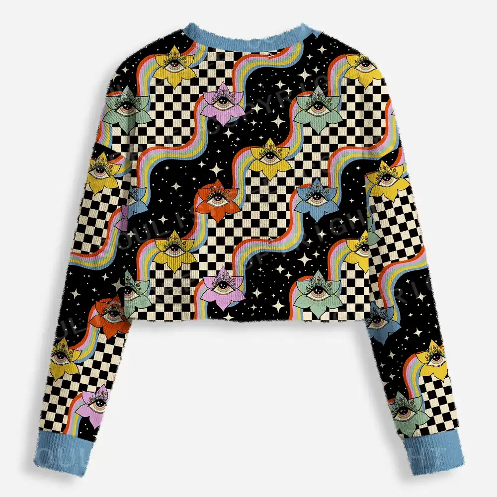 Vision Trip Ugly Cardigan Cropped Ugly Christmas Sweater