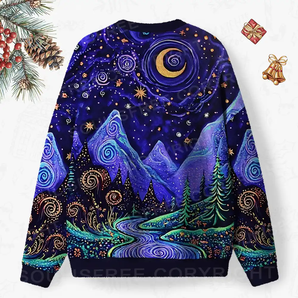 Starlit Dreamscape Ugly Christmas Knit Sweatshirt