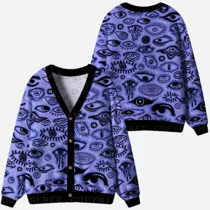 Mystic Eye Pattern Ugly Cardigan Sweaters
