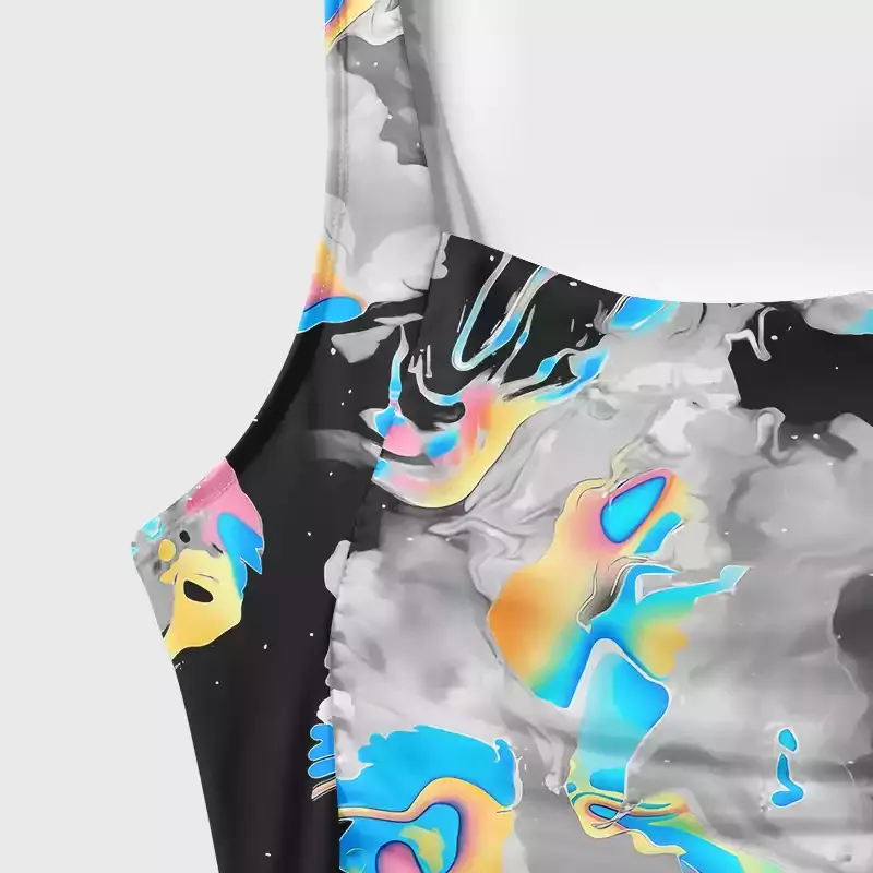 Soulisfree Cyber Iridescent Fluid Swirl One‑Piece Swimsuit