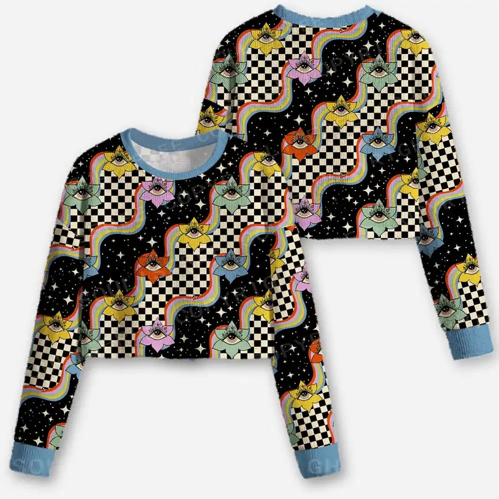 Vision Trip Ugly Cardigan Cropped Ugly Christmas Sweater