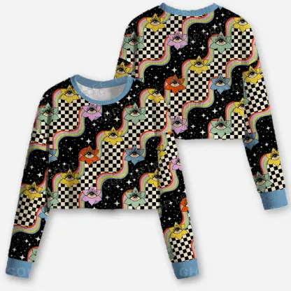 Vision Trip Ugly Cardigan Cropped Ugly Christmas Sweater