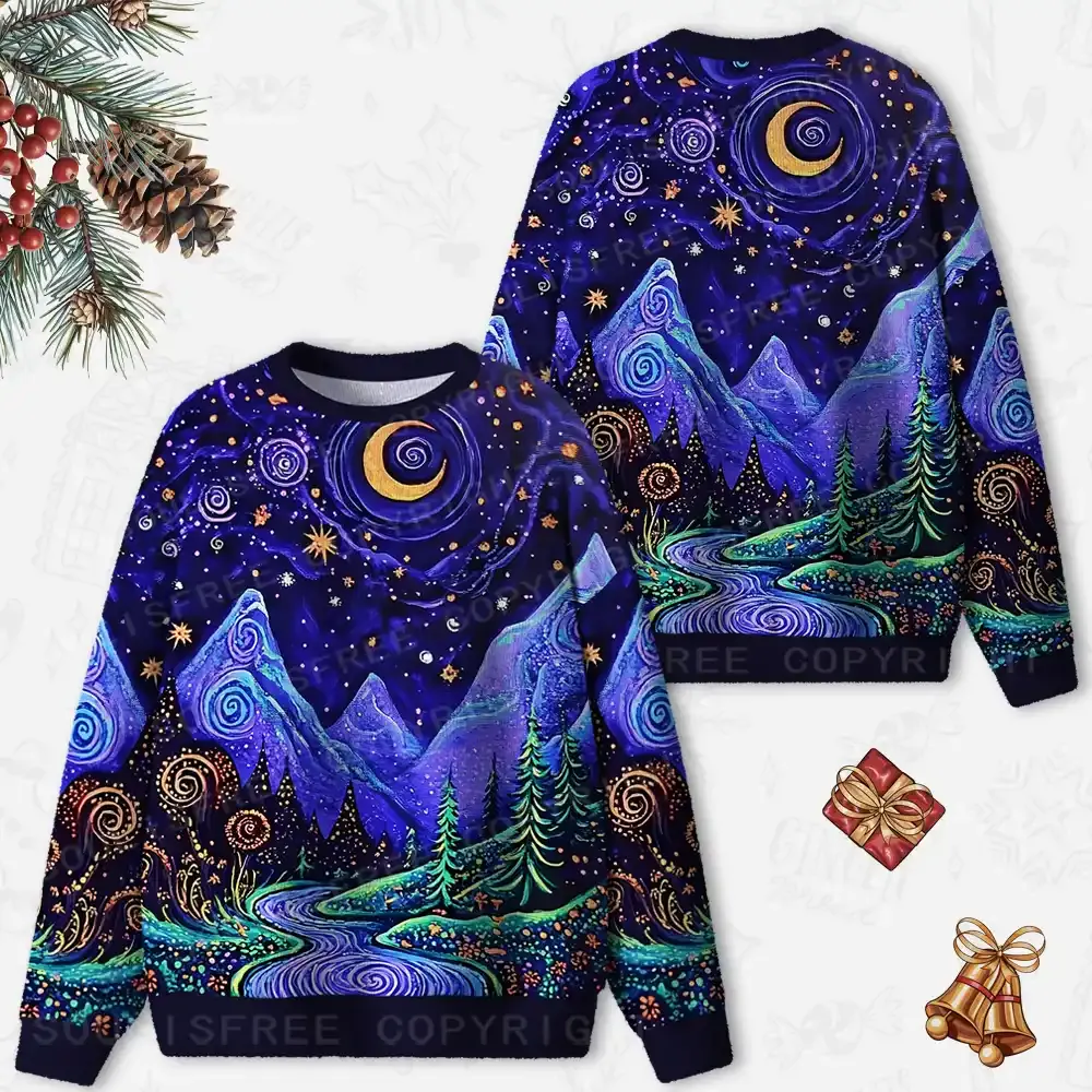 Starlit Dreamscape Ugly Christmas Knit Sweatshirt