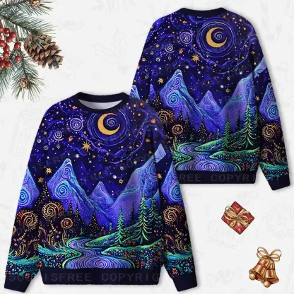 Starlit Dreamscape Ugly Christmas Knit Sweatshirt
