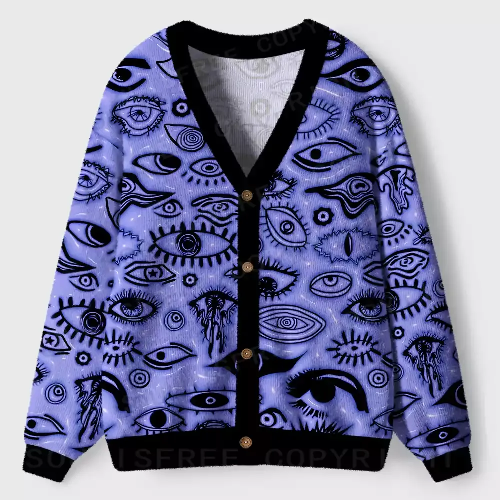 Mystic Eye Pattern Ugly Cardigan Sweaters