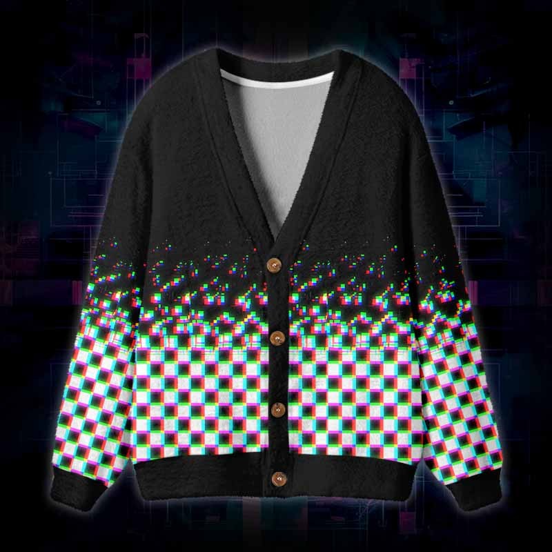 Soulisfree Broken Signal Fuzzy Cardigan Sweater