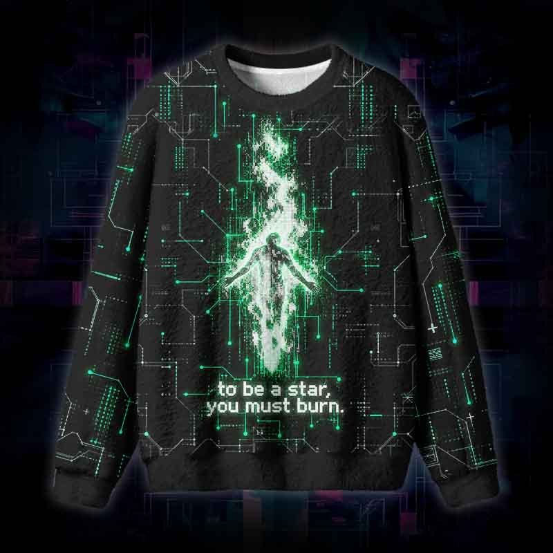 Soulisfree To Be A Star, You Must Burn Fuzzy Crewneck Sweater