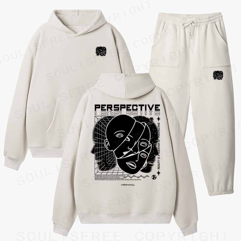 Soulisfree  Fractured Gaze Cognitive Lattice Cotton Fleece Hoodie Set