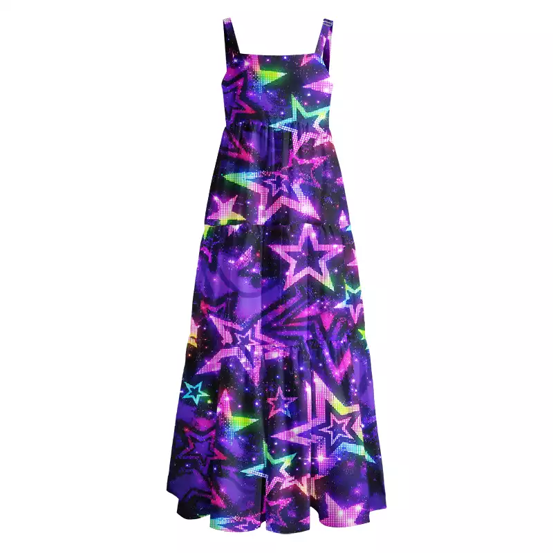 Soulisfree  Neon Galaxy Star Boho Maxi Dress