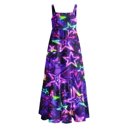 Soulisfree  Neon Galaxy Star Boho Maxi Dress