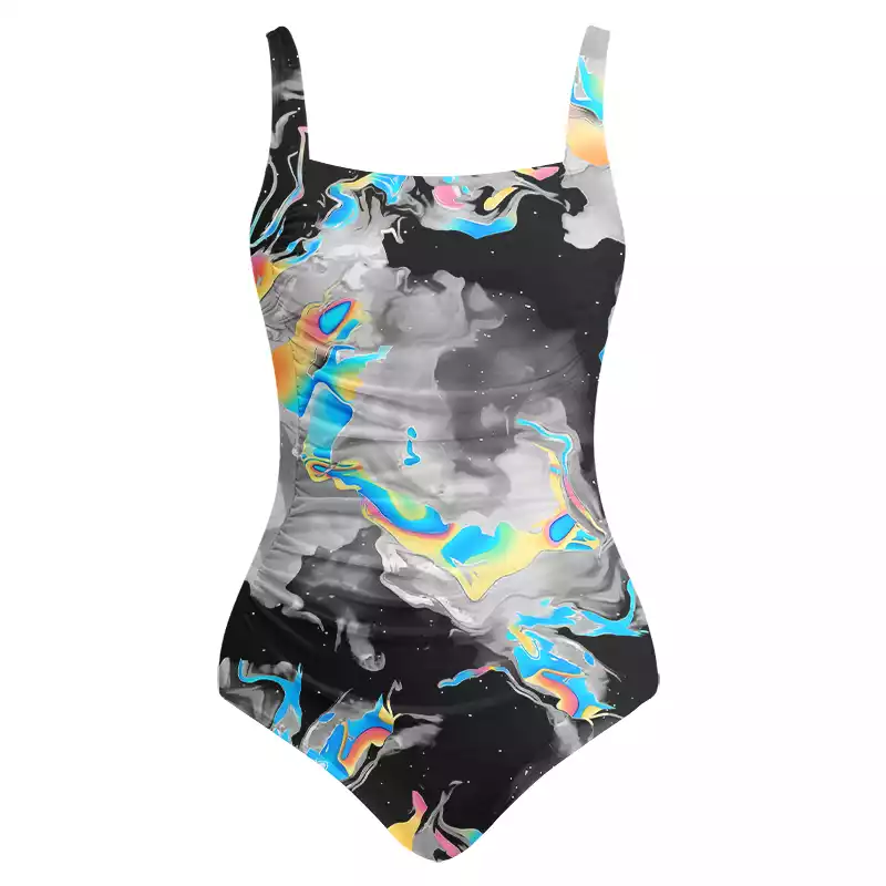 Soulisfree Cyber Iridescent Fluid Swirl One‑Piece Swimsuit