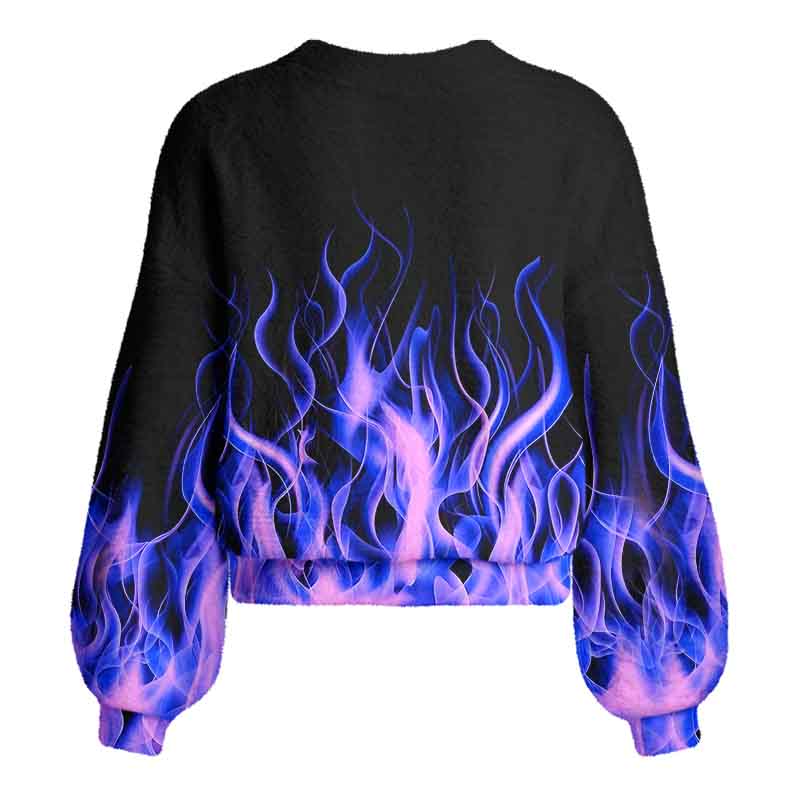 Soulisfree Violet Blaze  – Luminous Fire Women's Fuzzy Cardigan Sweater