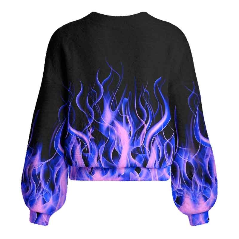 Soulisfree Violet Blaze  – Luminous Fire Women's Fuzzy Cardigan Sweater