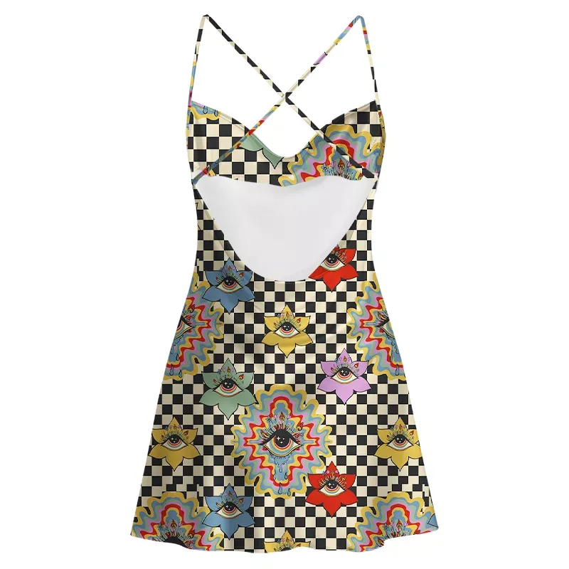 Soulisfree Third Eye Bloom Satin Mini Dress