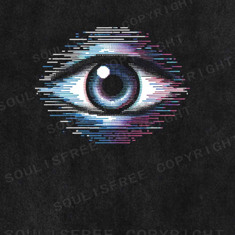 Soulisfree Pixelated cyber gaze Washed Tee